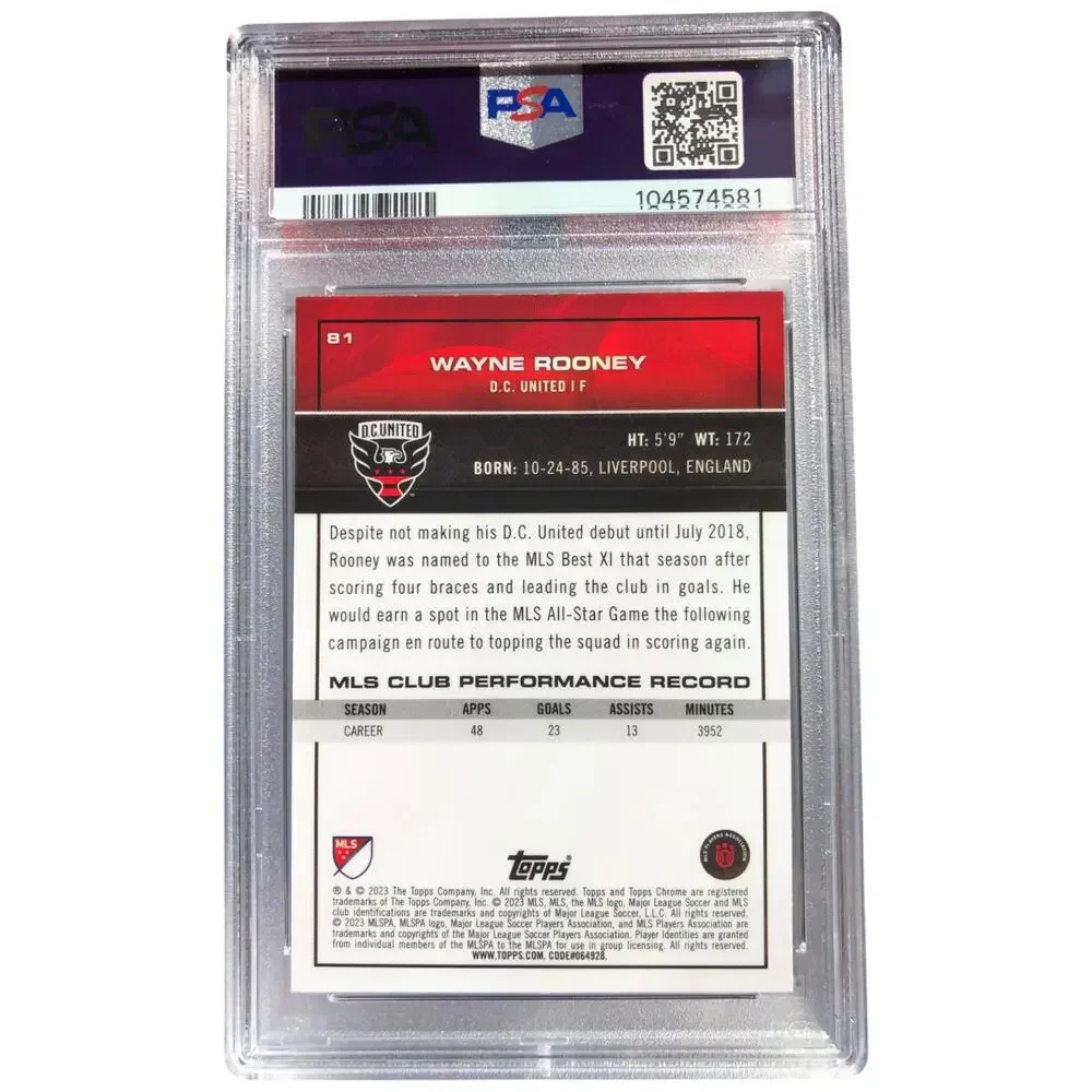2023 Topps Chrome MLS Gold Mini-Diamond #81 Wayne Rooney /50 PSA 8 NM-MT